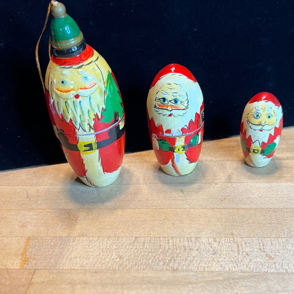 Hand-Painted Santa Nesting Dolls - Red and White